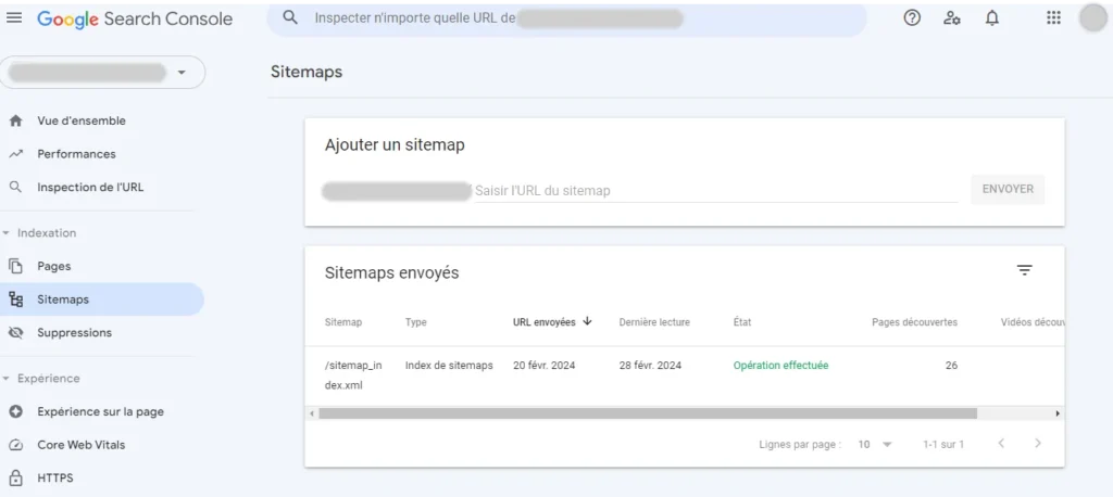 sitemap sur google search console