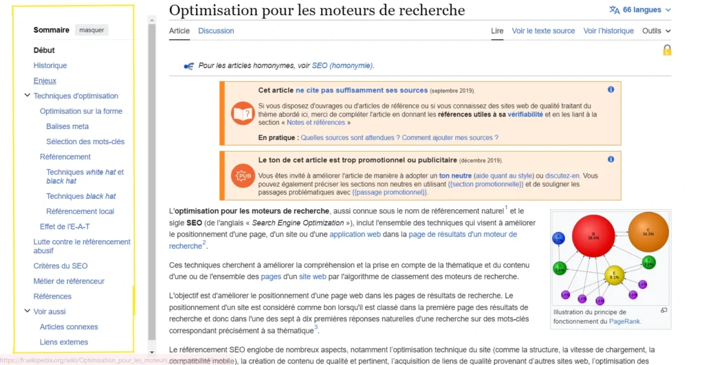 Liens latéraux sur le site Wikipedia