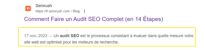 Balise méta-description SEO bien optimisée, renforçant la visibilité en ligne.